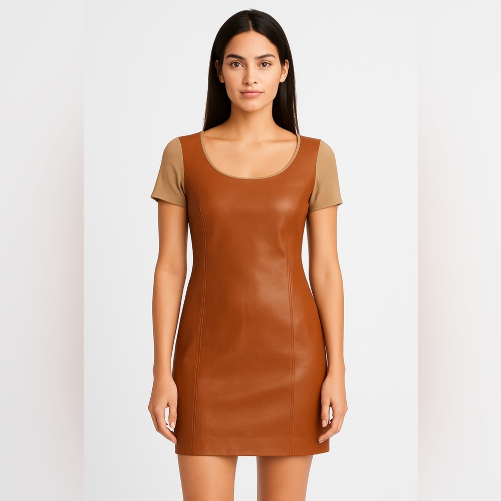 Ralph Lauren Black Label Lamb Leather‎ - Silk Lined Mini Dress Size SMALL
